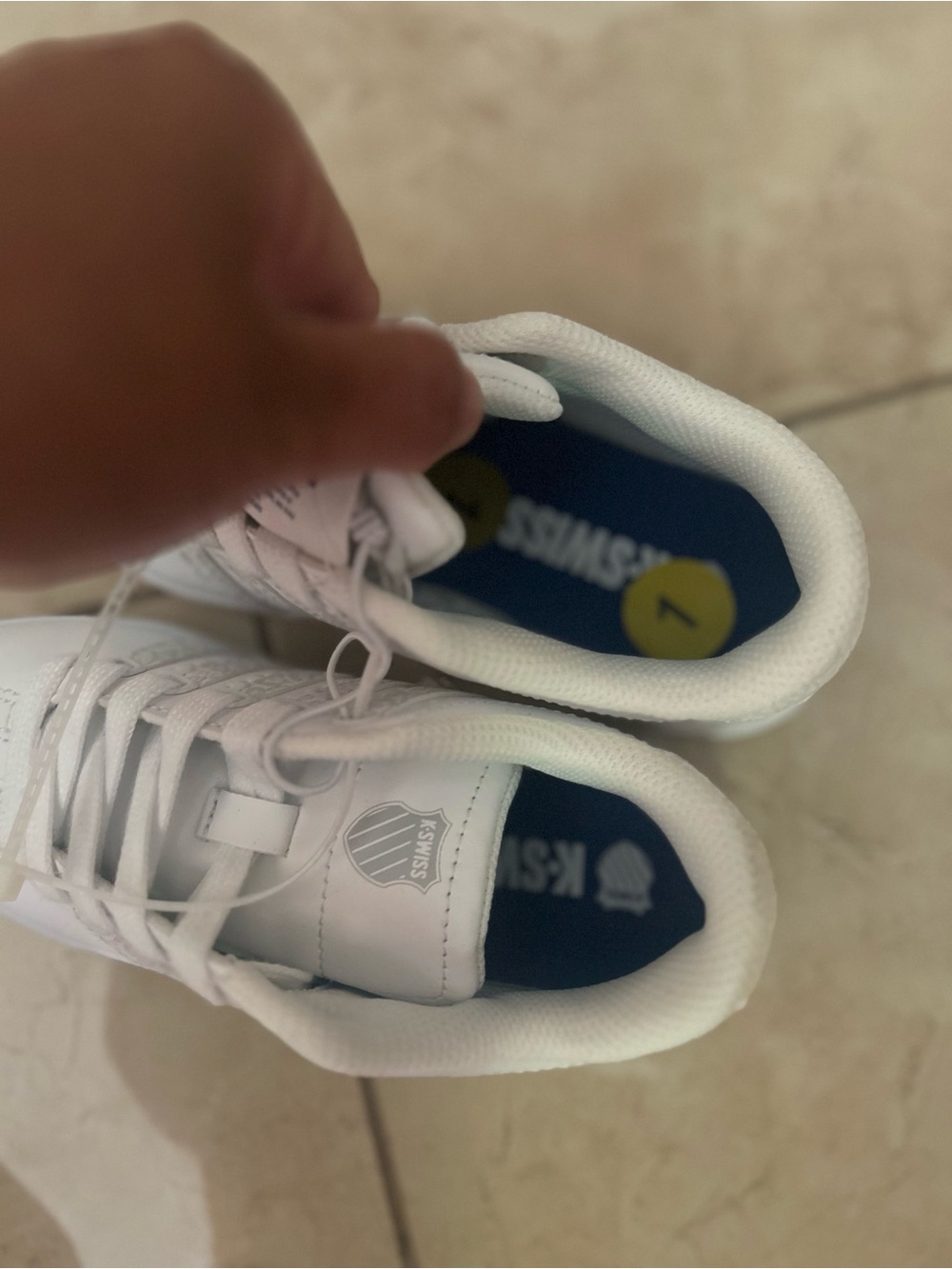 K-Swiss All-White Lace-Up Tennis Sneakers - Picture 3 of 3